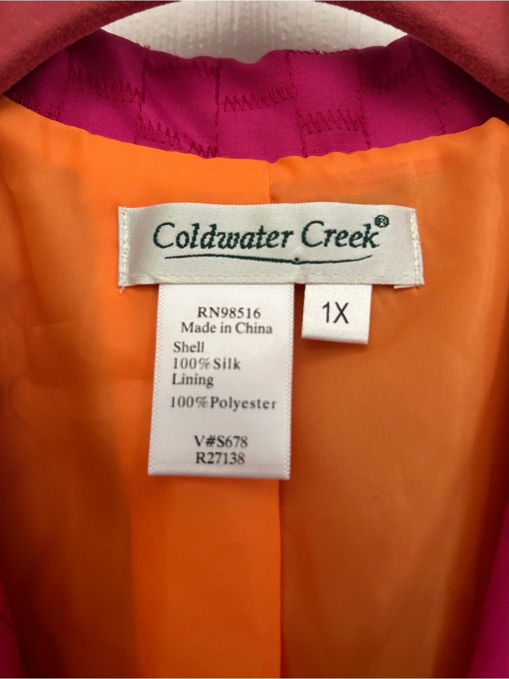 Coldwater Creek Bright Fuchsia Open-Front Silk Blazer | Size 1X - Picture 3 of 5
